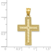14K žuti zlatni šarm privjesak na temu Grčki filigranski krst