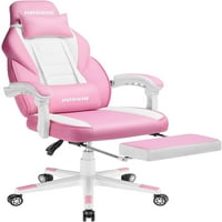 Pink Gaming stolica, kožna kompjuterska stolica sa zaslonom i naslonom za glavu, ergonomski dizajn teških