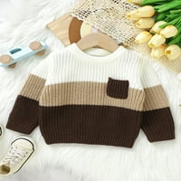 Eyicmarn Baby Boys Girls Pleteni džemper kontrastna boja topli posadni pulovice dugih rukava na dugim rukavima jesen zimsku odjeću za dijete