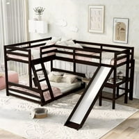 U obliku trostrukog kreveta na kat za 4, blizance preko punog kreveta na kat i ugrađeni krevet veličine