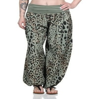 Haite Palazzo Pant Leopard Print harem hlače Visoke struke dno dame pantalone široke noge tamno siva 3xl