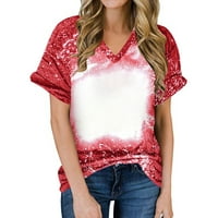 Ljetni vrhovi za žene TEE Lagana casual labava bluza tiy-dye cvjetni ispis v bluze majica
