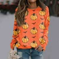 Halloween odjeća za žene Žene Noć vještica Print Dugi rukav Pulover Top bluza narandžasta xxxl