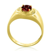 Mauli dragulji za muškarce 0. Carat Diamond i oval granet muški prsten-postavka 10k žuto zlato
