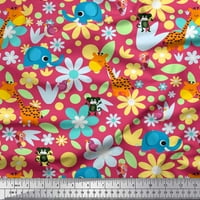 Tkanina Soimoi Rayon cvjetna, ptica i životinjski crtani ispis Šivenje šipce tkanine