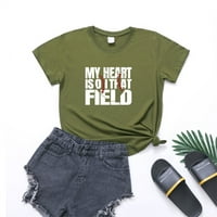 Ženski modni kratki rukav na otvorenom na otvorenom Retro ljetna labava majica vrh, vojska zelena, s, 95% poliester, 5% spandex