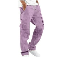 Ecqkame Baggy Cargo Hlače Men Solid Casual Više džepova na otvorenom ravno tipom fitness hlače Tergo hlače Pantalone Purple XL Prodaja klisona