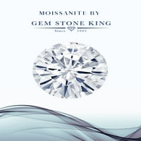 Gem Stone King 18K ruža pozlaćena srebrna okrugla Aquamarine Moissitenitni prsten za žene