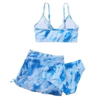 Djevojke kupaće djevojčice 'ljeto slatko Crisscross do boja za ispis cvjetni ispis tri kupača za kupaće kostim kupaće odijelo plavo 150