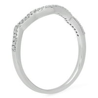Dazzlingock Collection 0. Carat 10k bijeli dijamantski ženski vjenčani obrt Contour Guard Ring CT, bijelo