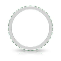 CT Smaragdni prsten za vječnost, okrugli smaragdni vječni prsten, pravi smaragdno puni vječni prsten,