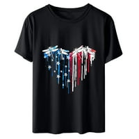 Ženska majica američke zastave USA Star Stripes 4. jula Tee majice Labavi ljetni vrhovi za žene Crewneck