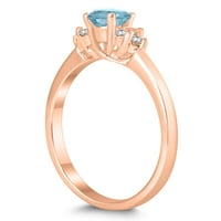 Ženski akvamarinski i dijamantski cintria prsten u zlatu od 10k ruža