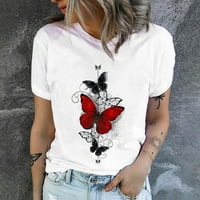 Solacol ženski vrhovi i bluze Majice za žene Bluze za žene Modne žene Crewneck Butterfly Print T-majice