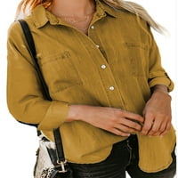 Niveer lagana traper majica za žene džep dugih rukava V bluza za izrez casual labav gumb dolje poslovni