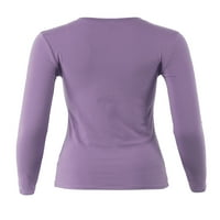 A2Y ženski junior Slim Fit Osnovni čvrsti pamučni dugi rukav V-izrez Top majica Lilac Grey S
