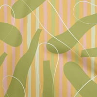 Onuone Rayon Light Zelena tkanina Geometrijska doodled latica šivaći materijal za ispis tkanina sa dvorištem