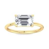 Balma - Istok do West Emerald Cut Moissite Lab- Diamond Solitaire zaručni prsten sa tankim pojasom