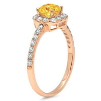 1. CT briljantna princeza Clear Simulirani dijamant 18k Rose Gold Halo Solitaire sa Accentima prsten sz 8.5