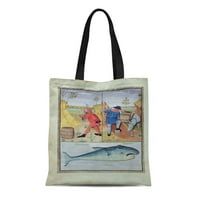 Platno torba Robinet iz knjige jednostavnog testarda 15. ribe za ponovni torbi za ponovnu upotrebu na ramena Trgovinske vrećice