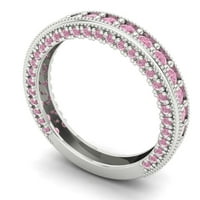 1. CT sjajan okrugli rez simulirani ružičasti dijamant 18k bijelo zlato vječnosti bend sz 8.5