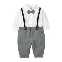 Toddler Boys Sets Kids Baby Gentleman košulja dugih rukava Bowtie Plaid Suspender Pant pantalone Outfits