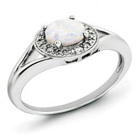 Sterling srebrni dijamant i simulirani opal prsten - veličine 5