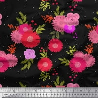 Soimoi saten svilena tkanina točka, lišće i cvjetni umjetnički dekor tkanina od tiskanog dvorišta široko