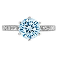 1.71ct okrugli rez plavi simulirani dijamant 14k Bijelo zlato ugraviranje izjava bridalna godišnjica
