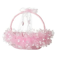 Cvjetna djevojka Košarica Dekorativni bowknot Cvijeće Candy Baskets Wedding Cvjetni koš za zabavu Godišnjicu vjenčanja Kućni ljubimci Pink