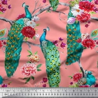 Soimoi pamučna ducka tkanina cvjetna i paun ptica za štampanje tkanine sa dvorištem širom