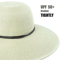 Ženske slame sunčeve šešire širokim preklopnim plažama na plaži u UPF 50+ ljetni sunčani šešir za žene [kaki, m]