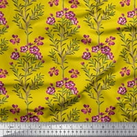 Soimoi Yellow Pamuk poplin tkanina od listi i primrose cvjetni tiskani tkaninski dvorište širom
