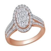 14k ruža zlato 0. CT prong set bijeli prirodni dijamantski klaster za angažman vjenčanog prstena sa veličinom prstena 13.5