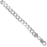 Sterling srebrna ravna ogrlica od lanaca za muškarce za muškarce Beveled ivice BESPLATNO Italija