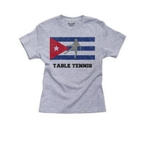 Kuba - Olimpijski - stolni tenis - zastava - Silhouette Boy's Pamučna mladost siva majica