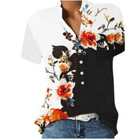 Ženski cvjetni kratki rukav Vrusni štand navratnika CALLARY bluza Dugme Up majice Kapi se Ležerne prilike