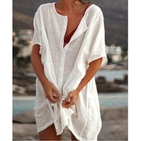 Modni ženski kupaći kostim košulje s košulje Bikini Beach Wear Okrugli izrez kupaći odijelo Plaža Haljina,