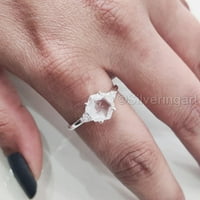 Šesterogon bijeli Topaz prsten, srebrna, ženski prsten, prirodno bijelo Topaz, novembar, božićni, zahvalnici, maleni dainty prsten, CZ prsten, ručno rađeni nakit, vjenčanje, obljetni poklon