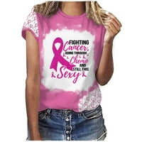 Košulje od raka dojke Modna žena kauzalna v-izrez za bluzu za ispis kratkih rukava majica ljetnih vrhova