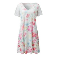 Ljetne haljine za ženske košulje za tisak kratkih rukava V-izrez Midi fit i flare Y2K Trendi elegantni