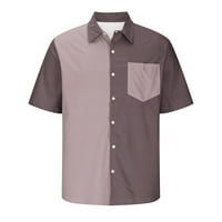 Boja blok patchwork košulja za muškarce labav Fit Havajski kratki rukav casuni majica s kratkim džepnim