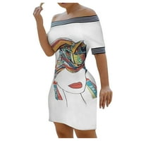Ženski odmor V izrez 3D haljina za ispis dame navezane zabave Slim Fit midi haljine padaju za žene za žene