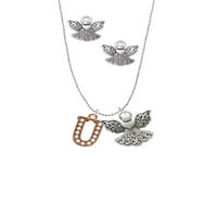 Delight nakit Rose Goldtone Crystal inicijal - U - Srebrni ton Guardian Angel ogrlice i naušnice