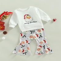 MA & Baby Newborn Baby Girl Božićna odjeća Letter Duge rukave Duks duge vrhovi zvona