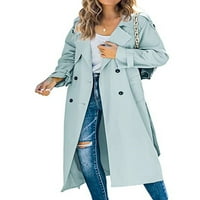 Luxplum ženska odjeća sa dvostrukim grudima dugim kaputom od kaputa s čvrstim bojama topli kardigan