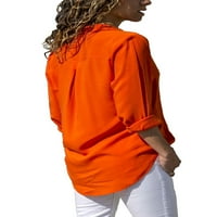 Prednjeg swalk-a Tee Solid Boja vrhovi dugih rukava Majica Modna majica Plain Tunic Bluza Crvena 3xl