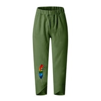 Prolećna moda u bloju, Poropl Fashion visoka struka latica sa perjemnim pamučnim posteljinom svestine casual pantalone Teretne hlače Žene čišćenje zelene veličine 10