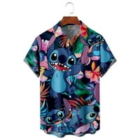 Disney Stitch Havajska majica, slatke majice za plažu u kutiji, majica na kaluti, tipku down kratkih
