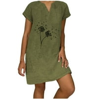 Finelylove Flowy Maxi haljina Bodycon haljine za ženu A-line Regularni kratki rukav od tiskane vojske zelene xl